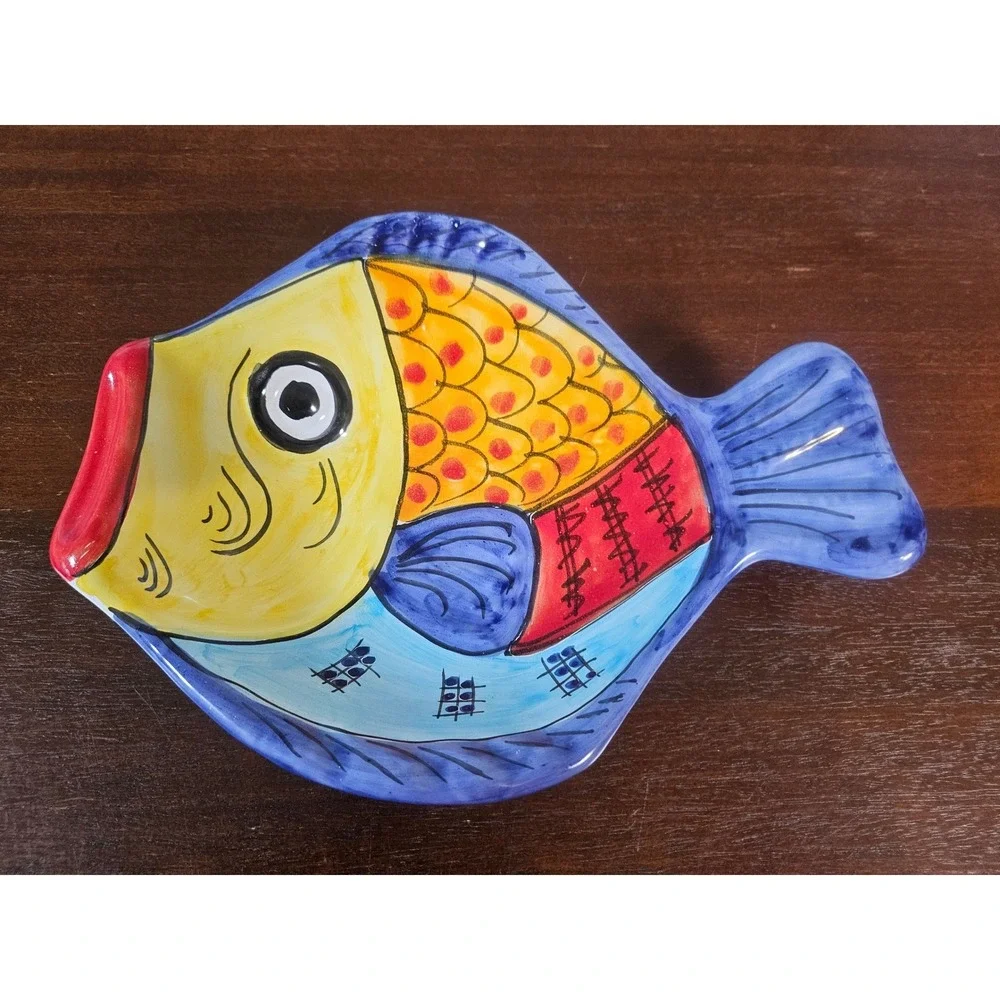 Vietri Fish Plate Wall Decor Unisex OS Multicolor Hand Painted Italy Ceramic